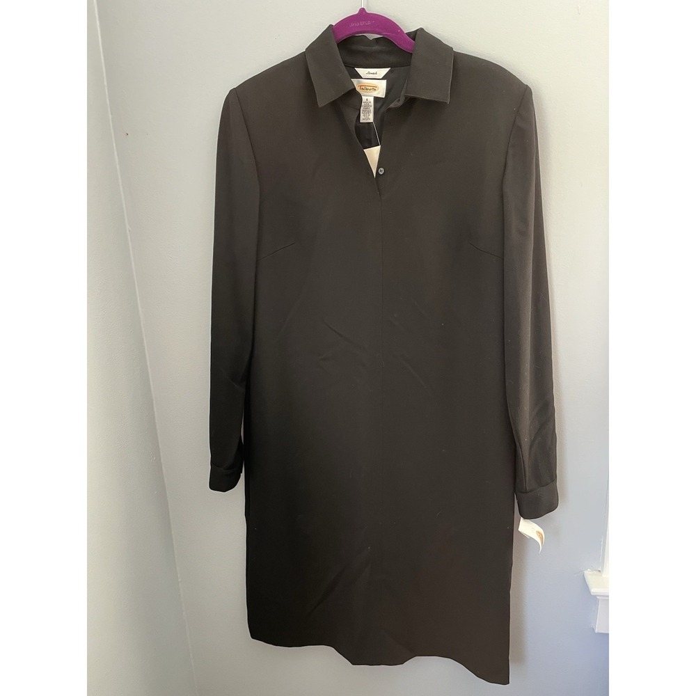 NWT Talbots Womens vintage‎ Size 6 Black Shift Dress Long Sleeves collared